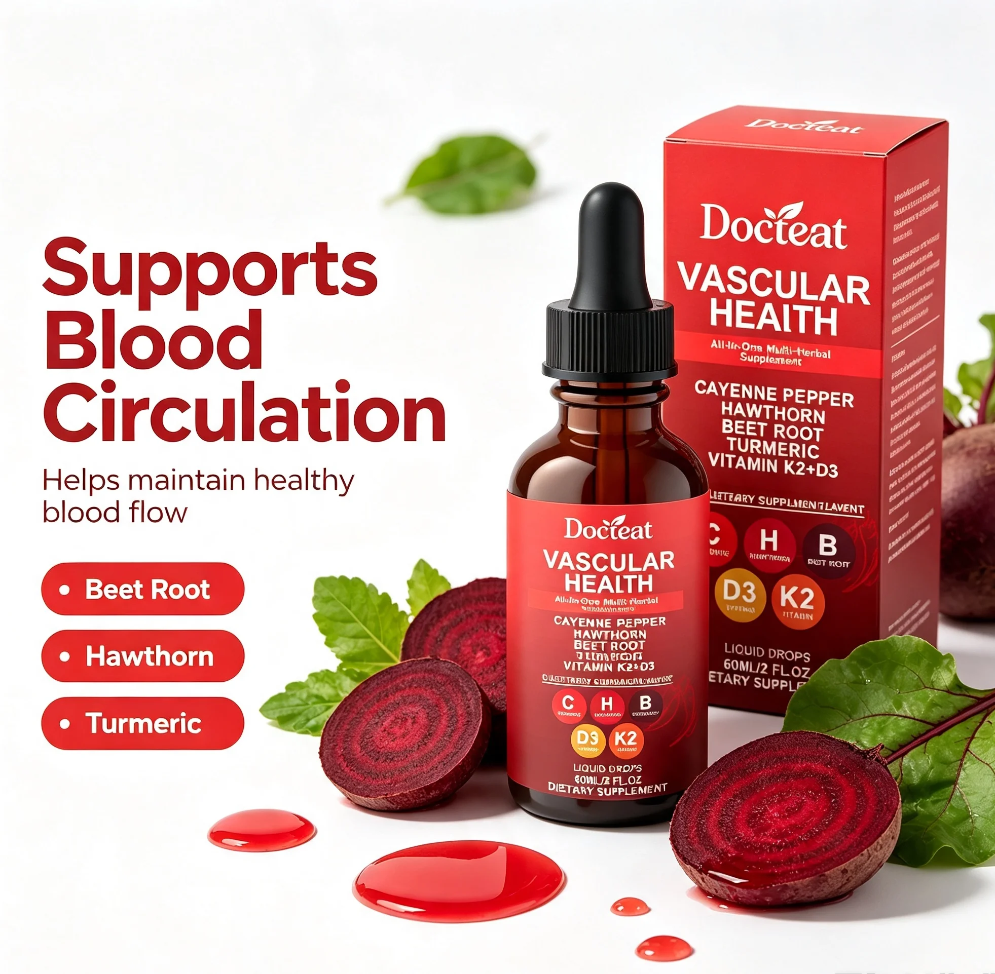 Beetroot Turmeric Complex Drops Liquid Vitamin Support Blood Circulation Immune Health Oral Supplement
