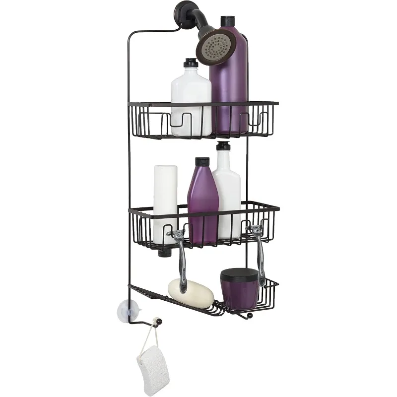 Over-The-Shower Caddy, Oil Rubbed Bronze,2 Shelves,Soap Dish,Razor & Inverted Bottle Storage, Rust-Resistant