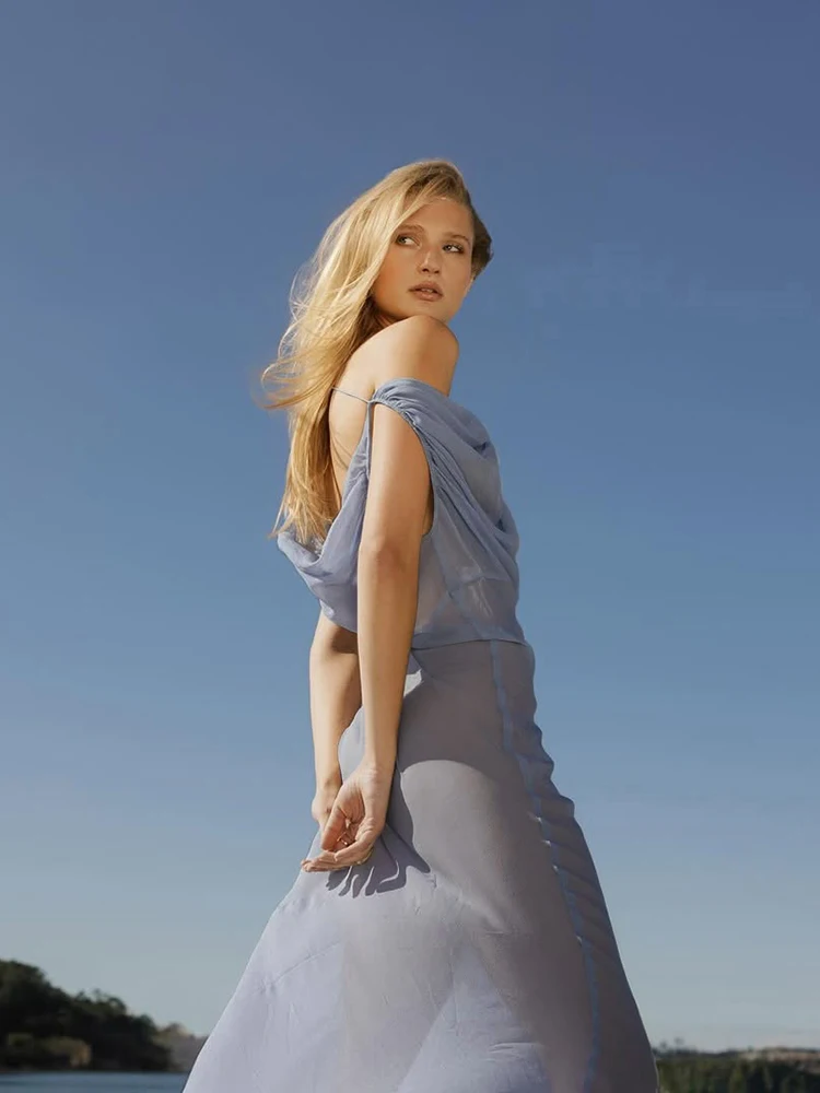 Sisterlinda Maglia Altalena Collo Maxi Abiti High Street Banchetto Sexy Backless Sheer Dritto Abito Lungo Mujer Abiti Eleganti