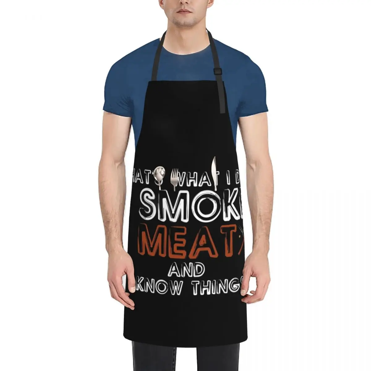 

I Smoke Meat And I Know Things Funny BBQ Smoker Pitmaster Funny Gift For Men And Women, Gift Halloween, Thanksgiving, Chri Apron