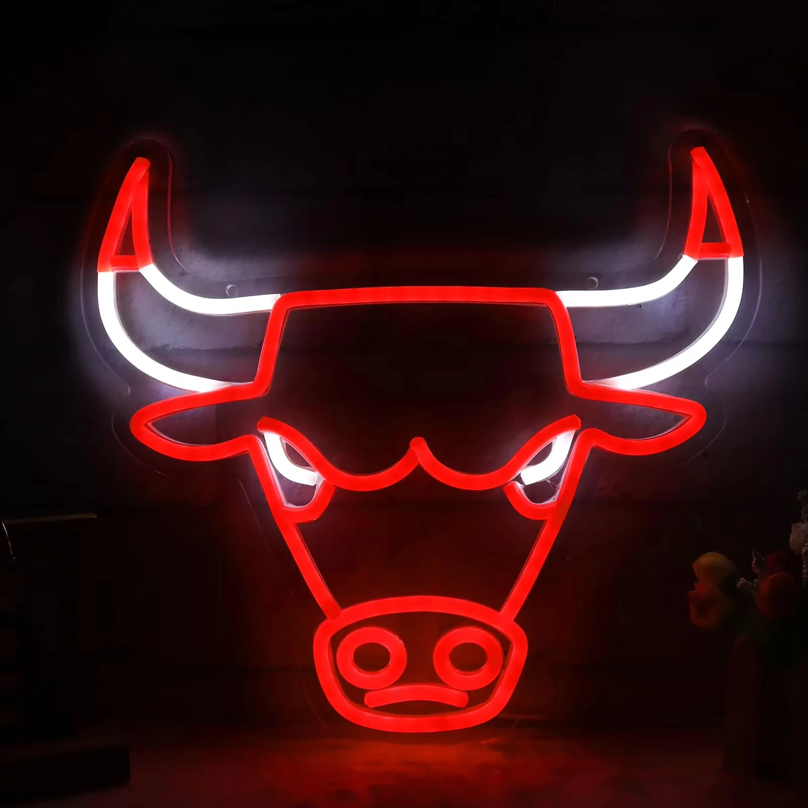 Red LED Bulls Neon Sign Chicago Sports Team Club Pub Bedroom Office Hotel Birthday Party Wall Decor Gift for Chicago Fans