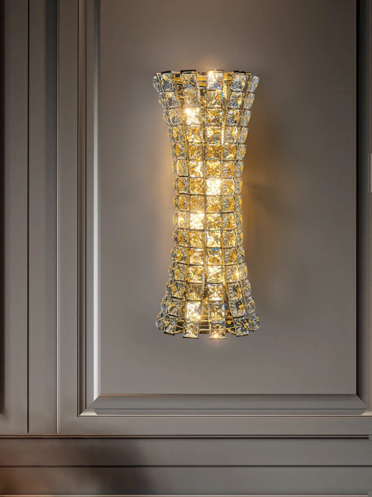 cristal lampada de parede decorativa novo design luxo quarto luz de cabeceira corredor escadas sala de estar tv fundo silvergold 01