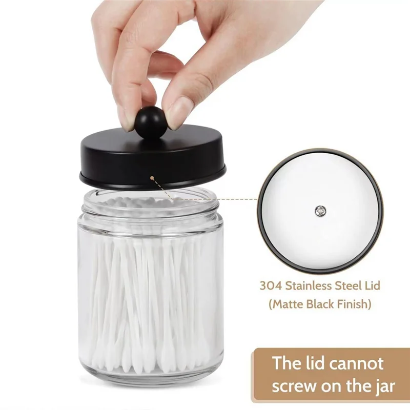 ABUL-6-Pack حاوية أعواد قطنية زجاجات زجاجية شفافة لمسحات القطن وإسفنجات المكياج