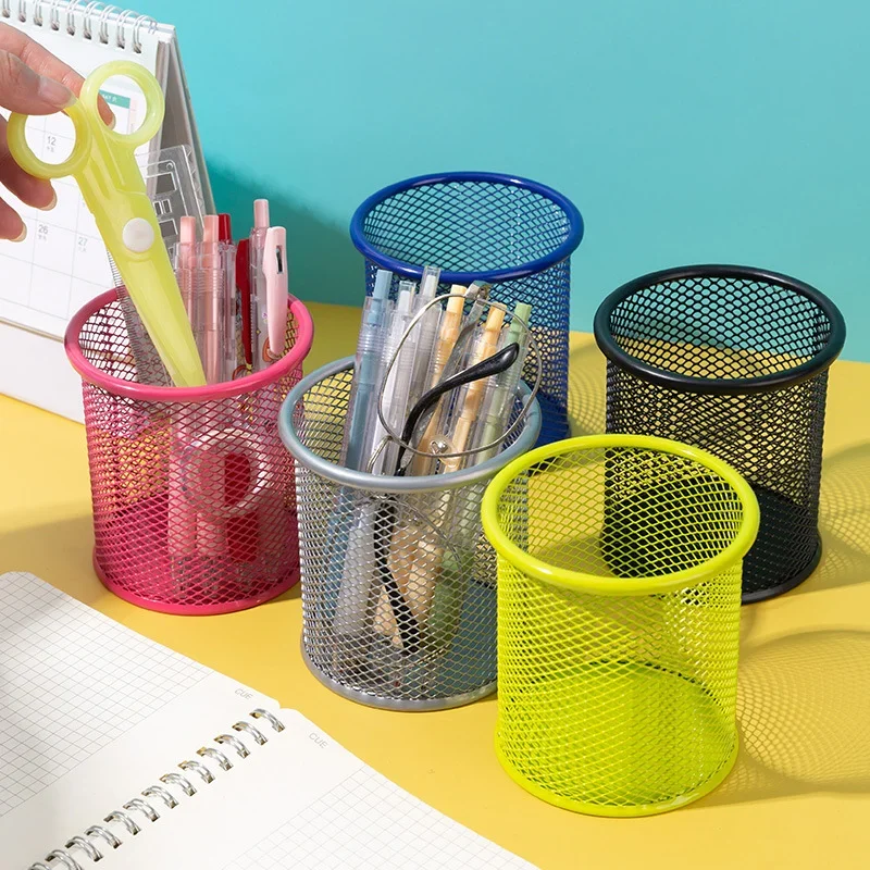 

Pencil Holder Office Desk Metal Mesh Square Pen Pot Case Stationery Container Organiser Durable Pencil Case Black