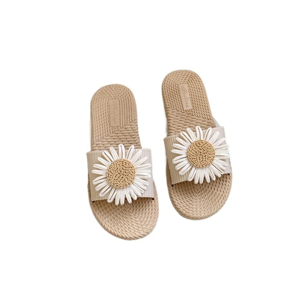

Fashion PVC Flower Flats Slippers Sweet Anti Slip Flips Flops Bohemian Style Beachwear Shoes Beach Slides Sandals Summer