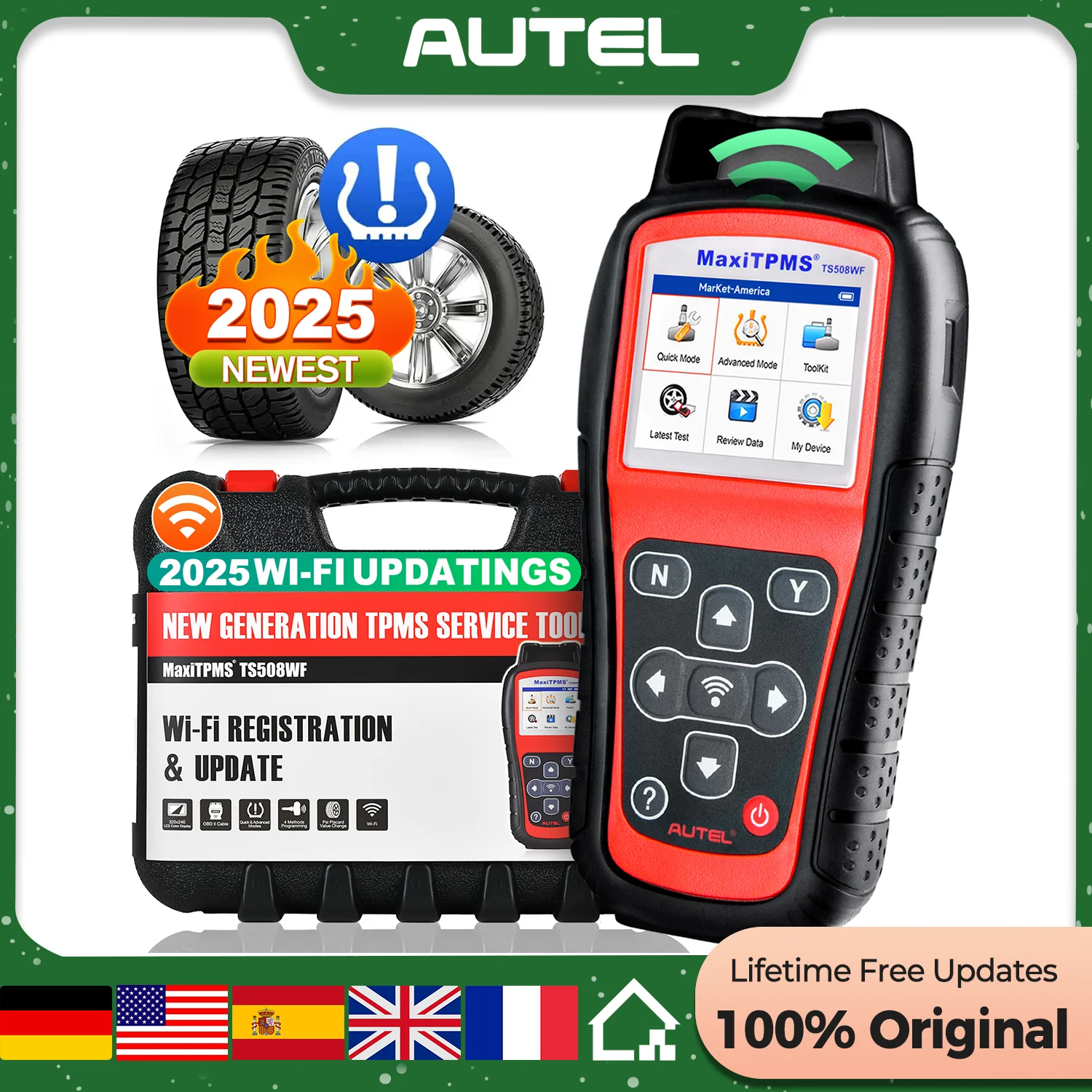 Autel-Ferramenta de Diagnóstico do Monitor de Pressão dos Pneus, MX-Sensores, Programador, Ativar Relearn, TPMS, MaxiTPMS, TS508WF, TS508, TPMS