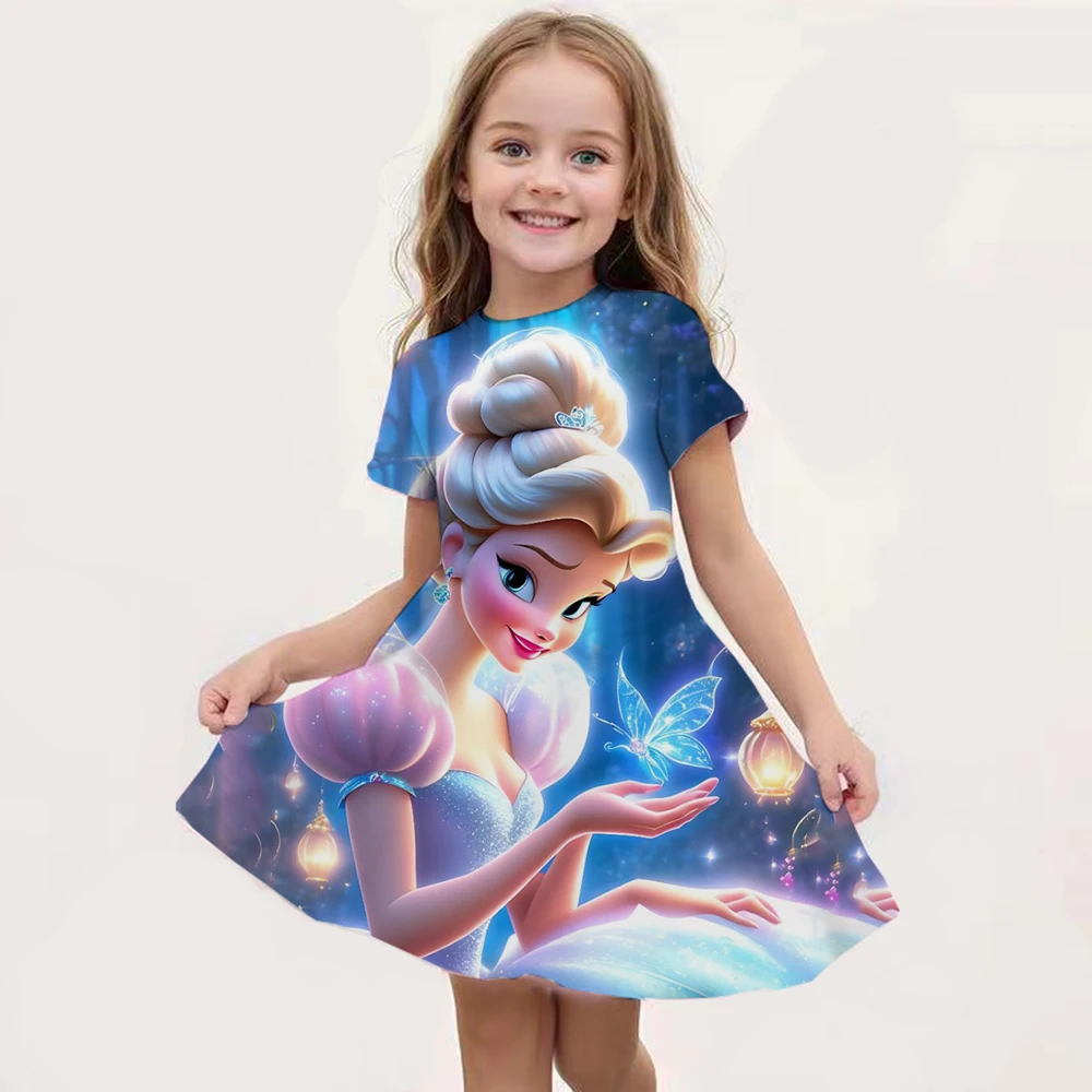 Disney Princess Dress Frozen Elsa Girls Dress Autumn Kids Clothes Birthday Party Long-sleeved for Children Dress With Bag 2-8Yrs