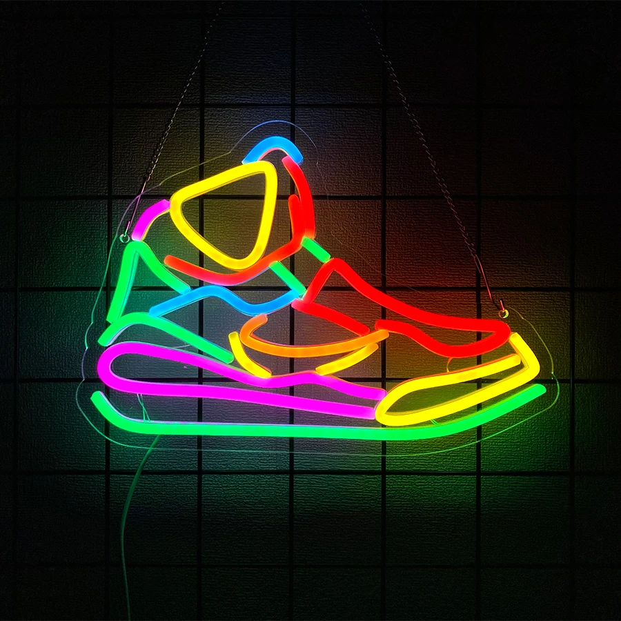 Colorful Sneakers Neon Sign For Wall Decor,Light Up Sign For Man Cave,Bedroom Decoration,Game Room,Store Display,Home Party