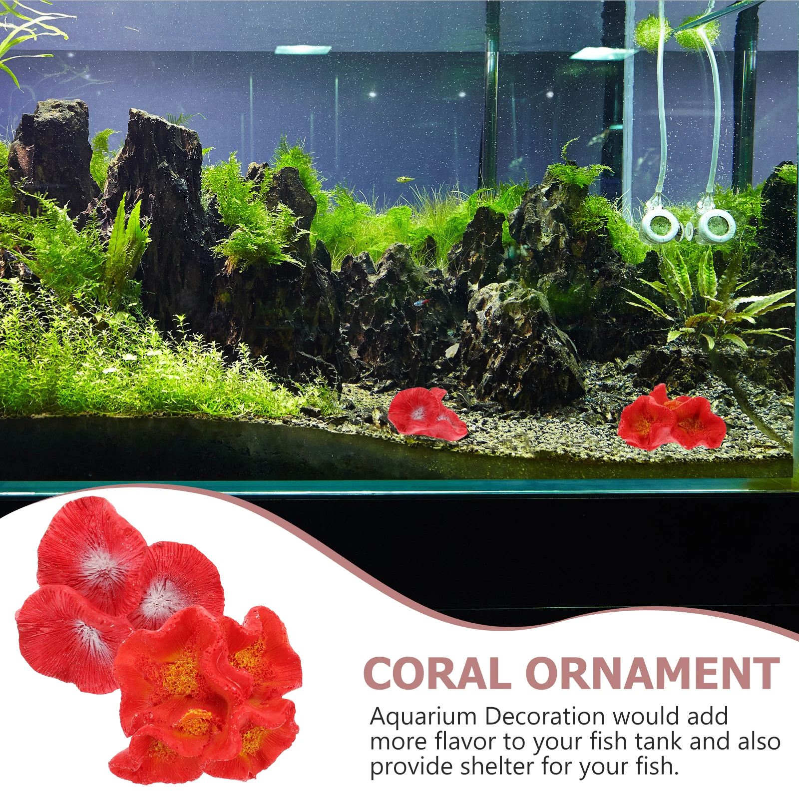 

2pcs Aquarium Tank Simulation Coral Ornament Resin Decor Underwater Hideout for Fish Shelter Artificial Coral Adornment Safe