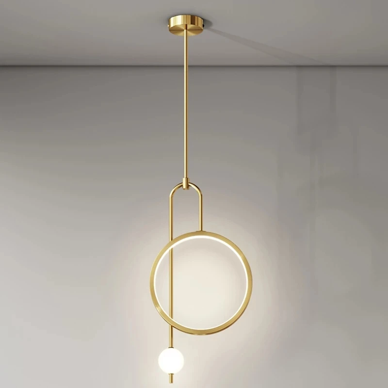 Imagem -03 - Estilo Nórdico Led Pendant Light Design Moderno de Bola Anel de Ouro Minimalista Lâmpada Pendurada para Sala de Estar Fundo Luxuoso