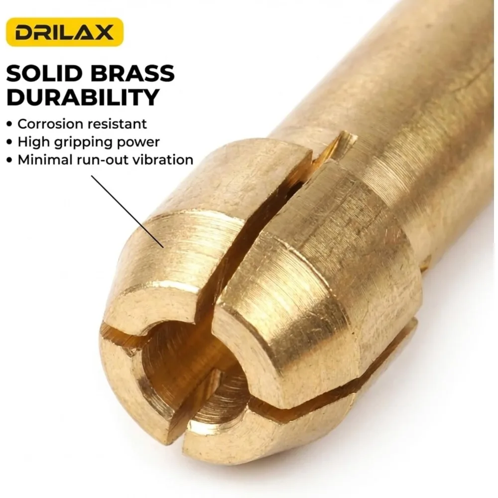 10Pcs Brass Collet Set 0.5-3.2mm for Rotary Tool, 5/32