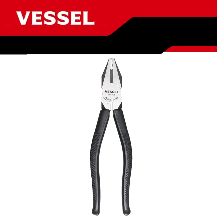 VESSEL Electrical Wire Cutter Plier Combination Pliers Strong Steel Wire Pliers 175mm Professional Cables Wire Cutter HPL175