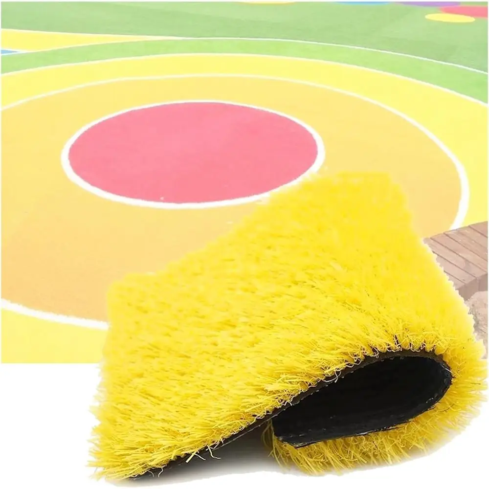 

Yellow 55x138in Outdoor Artificial Grass Mat for Patio, Lawn, and Playground with Drainage
