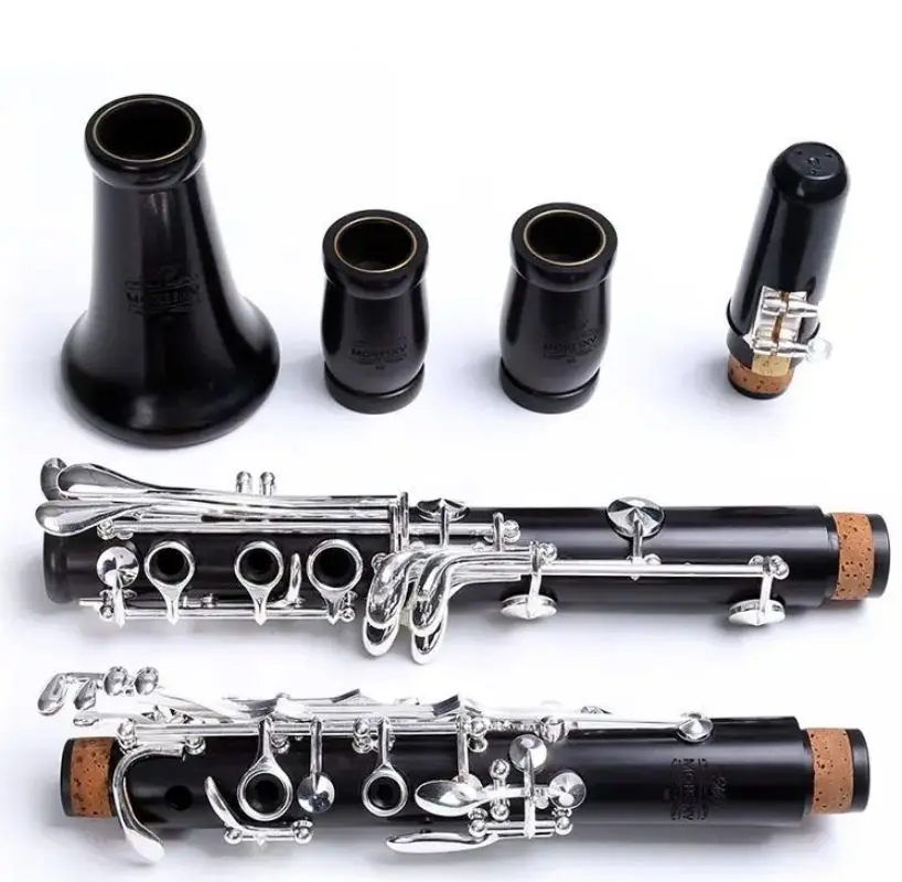 

MORESKY Professional Ebony Clarinet Bb tone 17/18 Keys Silver plated Grenadilla Solid wood Sib Klarnet M9