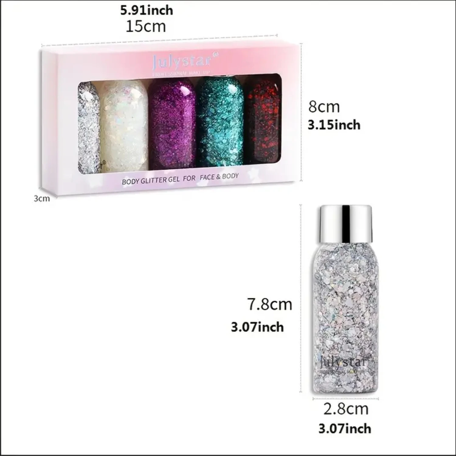 Vibrant and Colorful Festive Chunky Glitter Gel Set for Body, Face, Hair, and Eyeshadow - Sparkling Holographic Mermaid Scale Se