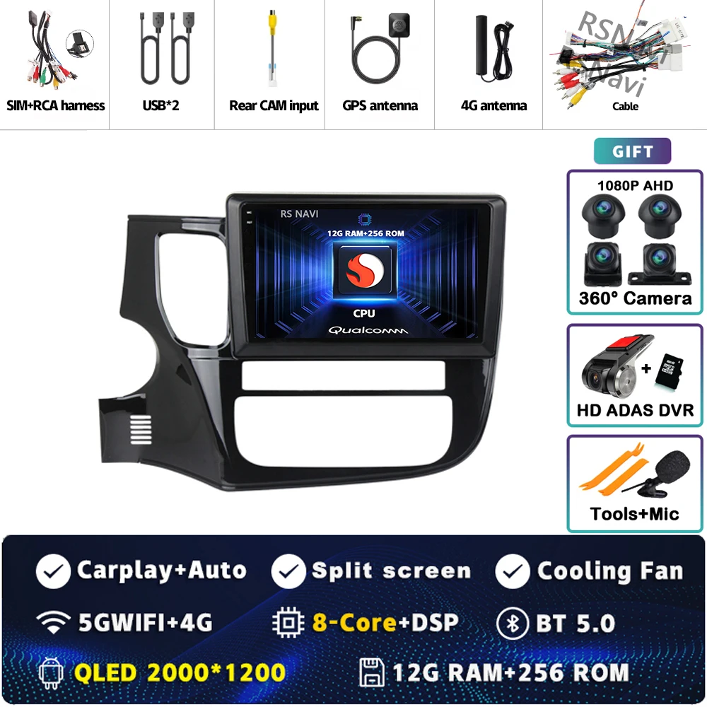 Android 15 Voor Mitsubishi Outlander 3 GF0W GG0W 2012-2018 Stereo Autoradio Multimedia Video Player GPS AI Voice CarPlay