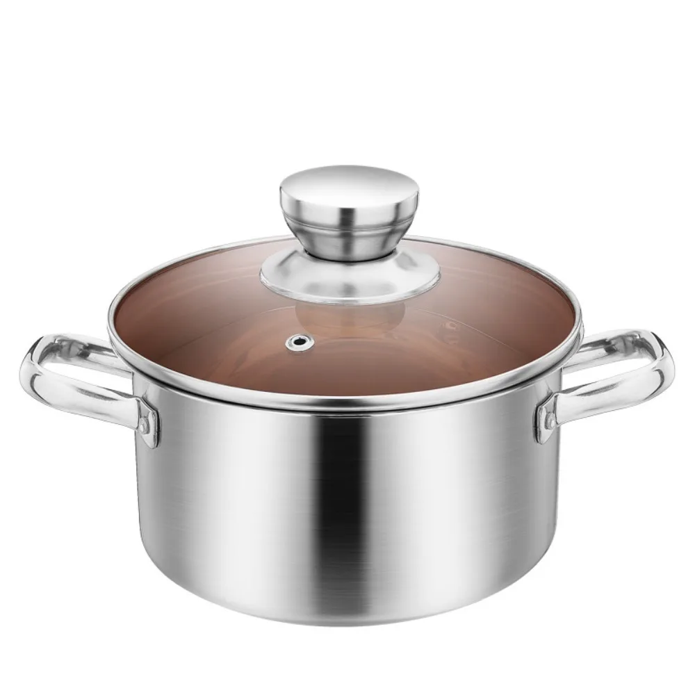 

Household Thickened Stainless Steel Stew Pot Glass Lid Flat-bottomed Milk Pot Rust-proof Hot Pot Porridge