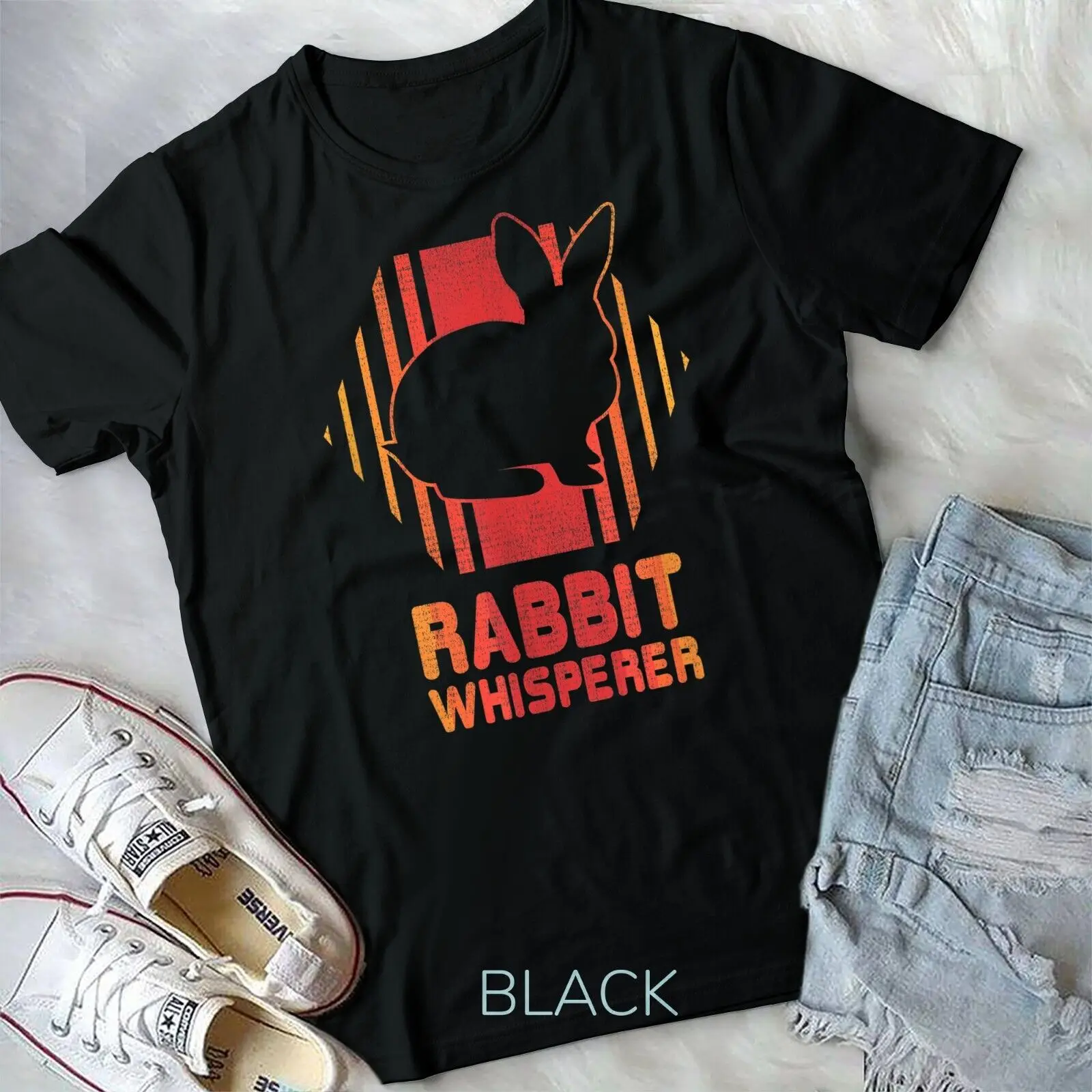 Rabbit Whisperer Retro 80s EDM Techno Rave Gift Unisex T-shirt