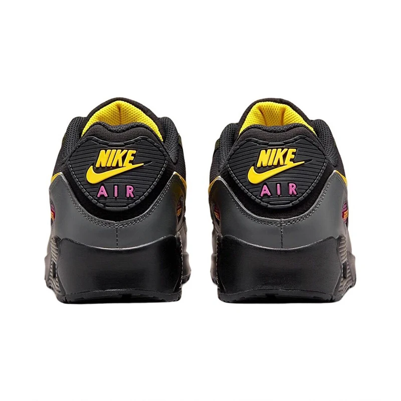 Оригинальные винтажные мужские кроссовки для бега Nike Air Max 90 износостойкие амортизирующие дышащие черные желтые классические кроссовки