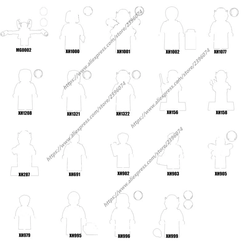 Figurines d'action en blocs de construction, jouets série-055, MG0002 XHACHXH158 XH287 XH691 XH902 XH903 XH905 XH979 XH995 XH996 XH30/10/2018, 1 pièce