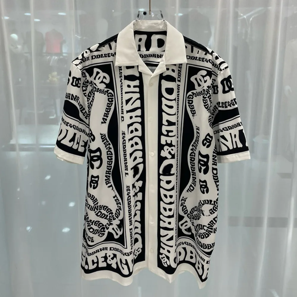 2024  Spring  New  Fashion  Travel  Youth   Popular  Digital  Printing  Men\'s  Short  Sleeved  Shirt  shirt