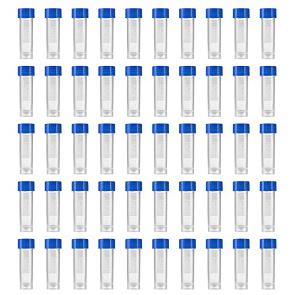 

200Pcs 5Ml Plastic Graduated Vial Storage Container Test Tubes with Screw Caps