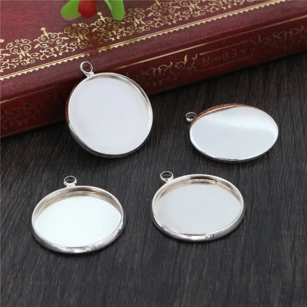 20pcs 20mm 내부 크기 6 색 도금 클래식 스타일 철 금속 카보 숑 자료 부적 펜던트