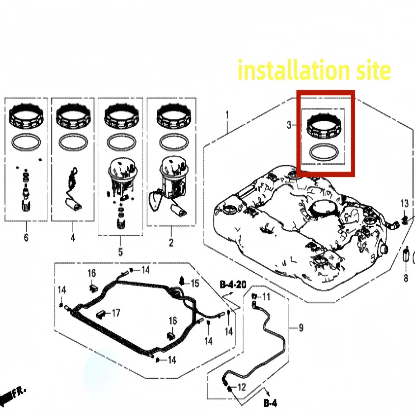 High quality Fuel pump sealing cover for Honda Odyssey 2015 16 17 18 19 20 for Honda Civic 2012 13 14 2015 FB 17046-TR0-A00