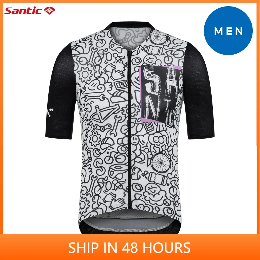 Santic Cycling Jerseys Summer Breathable Short Sleeve Top Couple Style Slim Fit Road Bicycle Sunscreen Quick Drying WZ24C02235