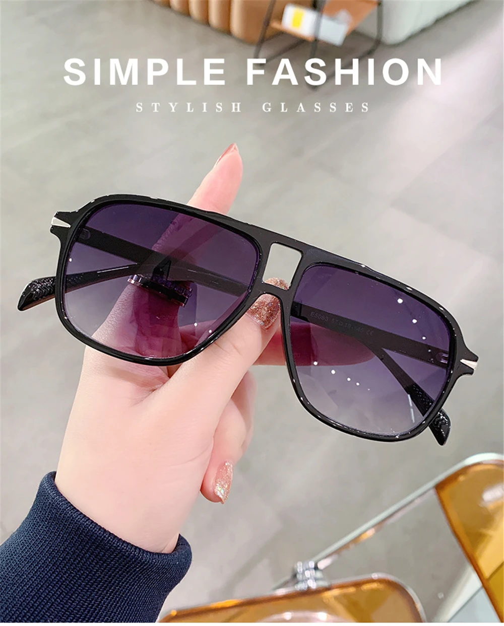 VIVIBEE Retro Aviation Gredient Braune Sonnenbrille Männer Übergroße Pilot Nieten UV400 Sommer Sonnenbrille Vintage Große Brillen – Detail 1