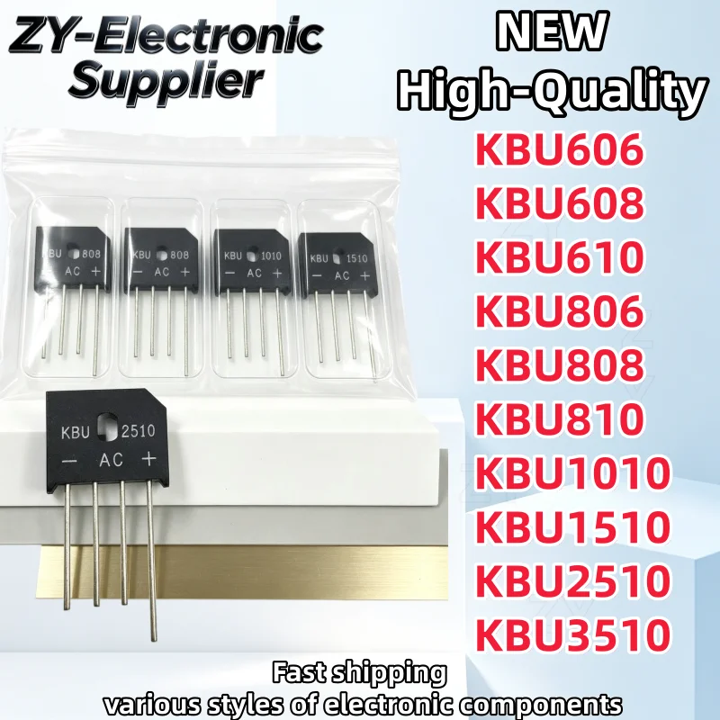 10Pcs New KBU606 KBU608 KBU610 KBU806  KBU808 KBU810 KBU1010 KBU1510 KBU2510 KBU3510 KBU Best Quality In Stock