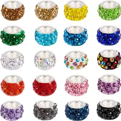 20/50/120pcs of Rhinestone European beads Crystal charm beads with large holes spacer beads for DIY bracelets earrings 20 colors