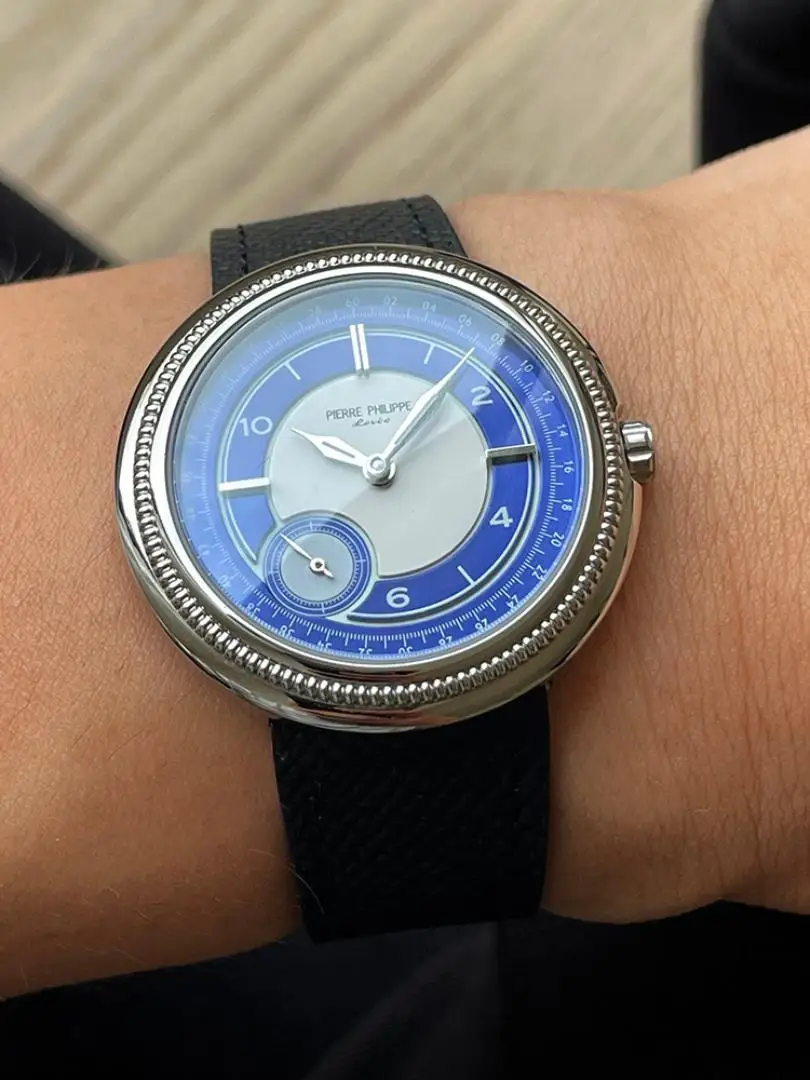 PIERRE PHILIPPE Men's Watch, Sapphire Crystal, Manual Wind Mechanical Movement, Water Resistant, Genuine Leather Strap, 38mm