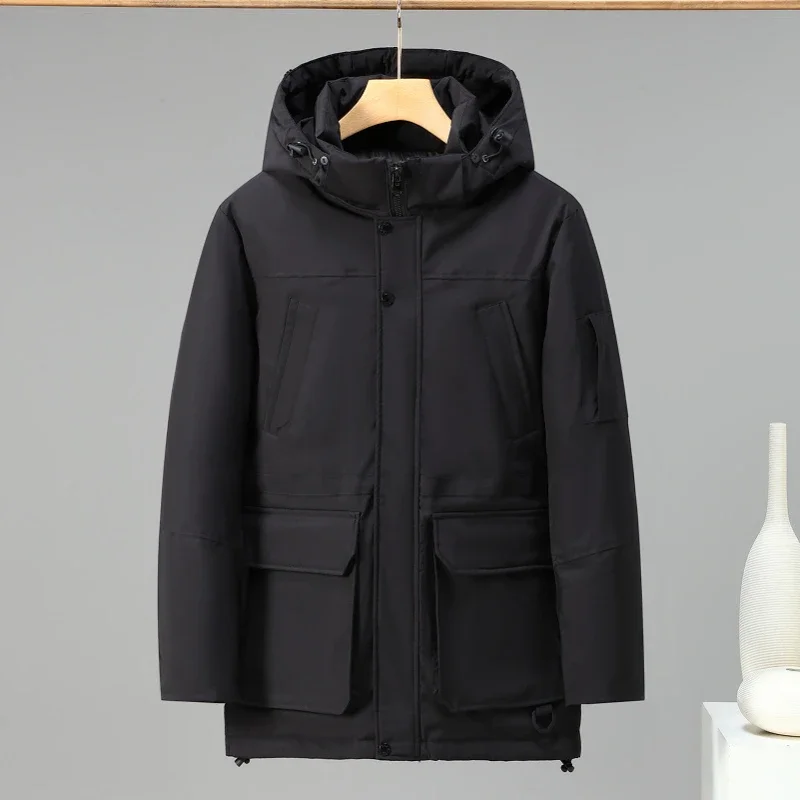 OIMG Men Outdoor Jacket Winter Thickened Cold-Proof Cotton-Padded Clothing Casual Fashion Hooded Outwear