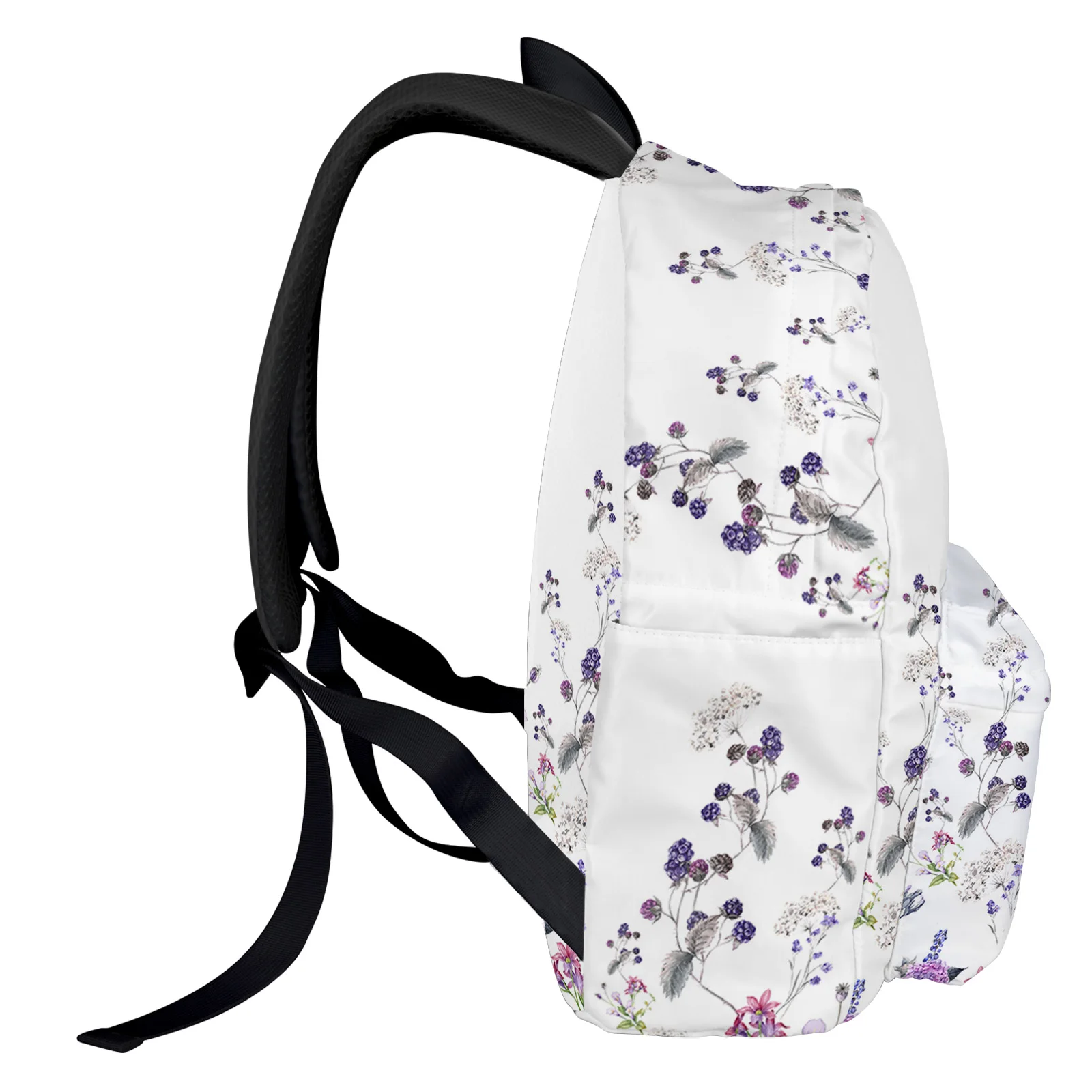 Sac à dos à fleurs violettes pour hommes et femmes, sac à dos de voyage, sacs d'école pour étudiants de grande capacité, plantes, mode