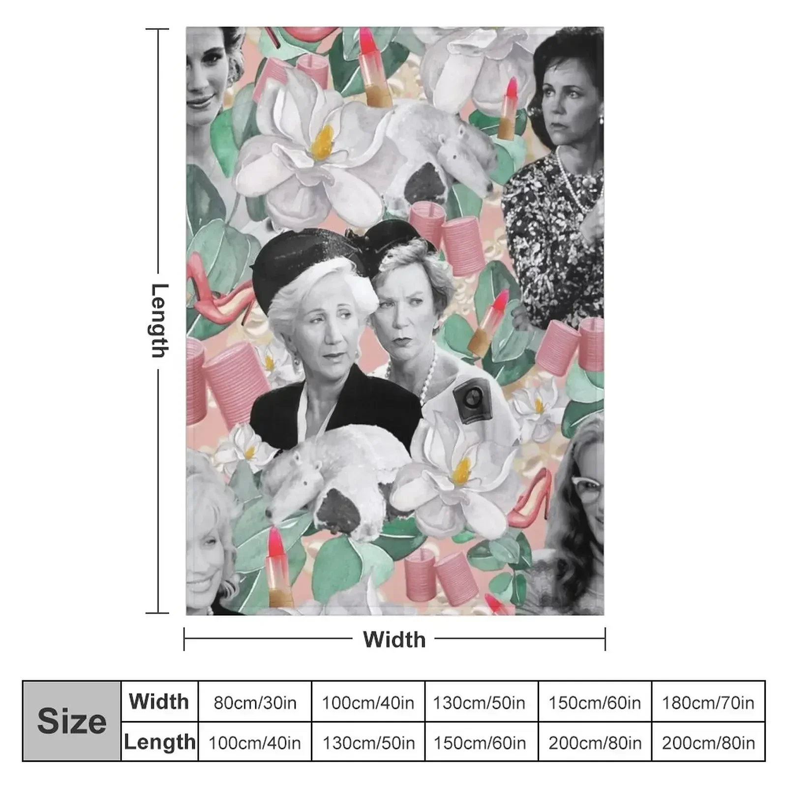 Steel Magnolias Southern Charm Collage Throw Blanket couch cozy soft plush fuzzy picnic outdoor blanket