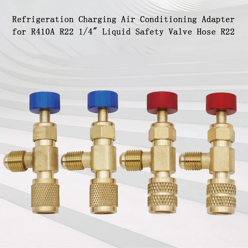 4/1pcs R410A R22 Refrigeration Tool Air conditioning Safety Valve Adapter Fitting Refrigeration Charging Copper Adapter With 1/4