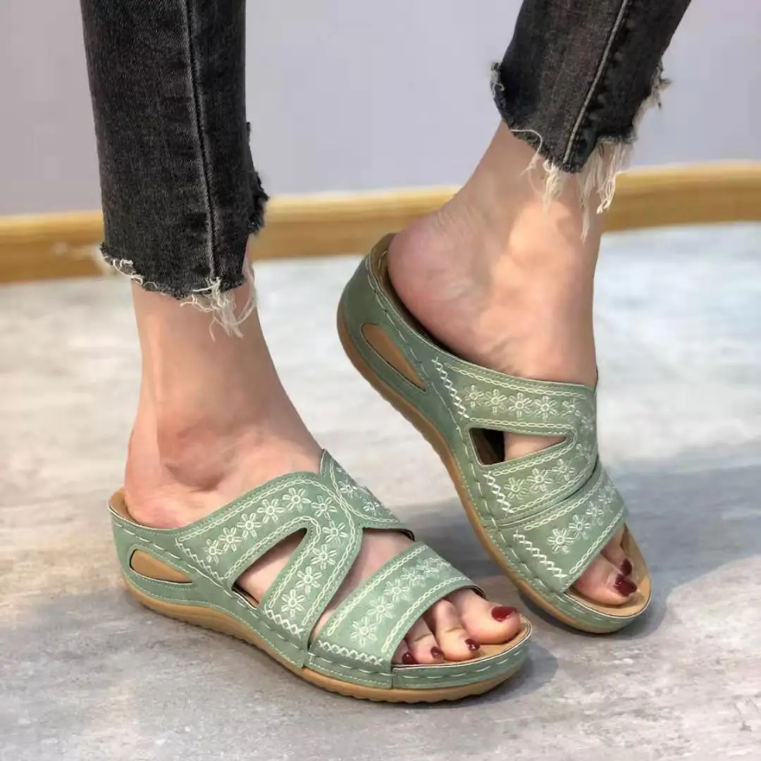 New Women Slippers Wedge Platform Large Size Orthopedics Sandals Walking Open Toe Ladies Casual Beach Shoes Women 2023