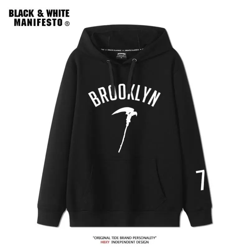 Durant Sweater Men's Basketball Sports Jacket Brooklyn Nets Training Long Sleeve Hooded Autumn and Winter Loose Cotton Tide