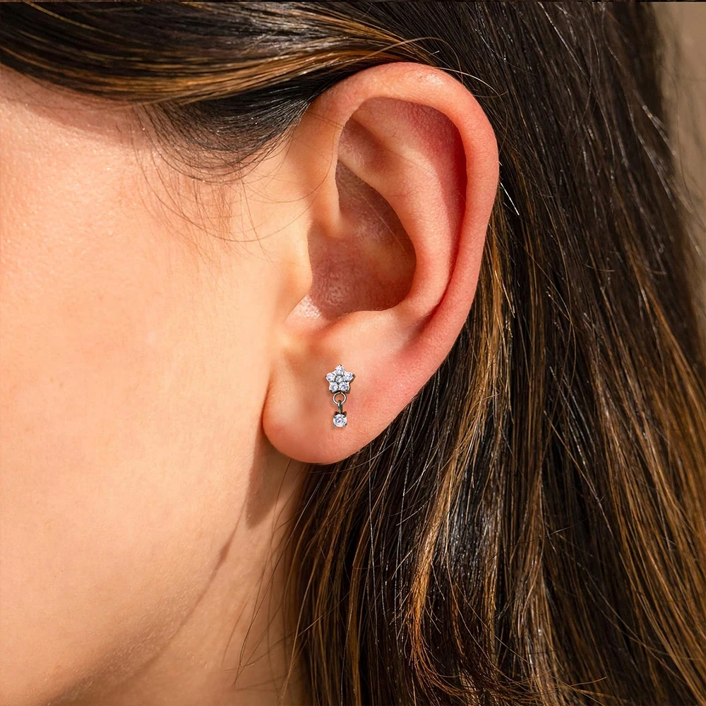 ASTM F136 Titan 16G CZ Drapierkette Flacher Ohrstecker Blumen-Knorpel-Ohrring Labret Lippen-Ohrloch-Tragus-Helix-Piercing-Schmuck – Detail 13