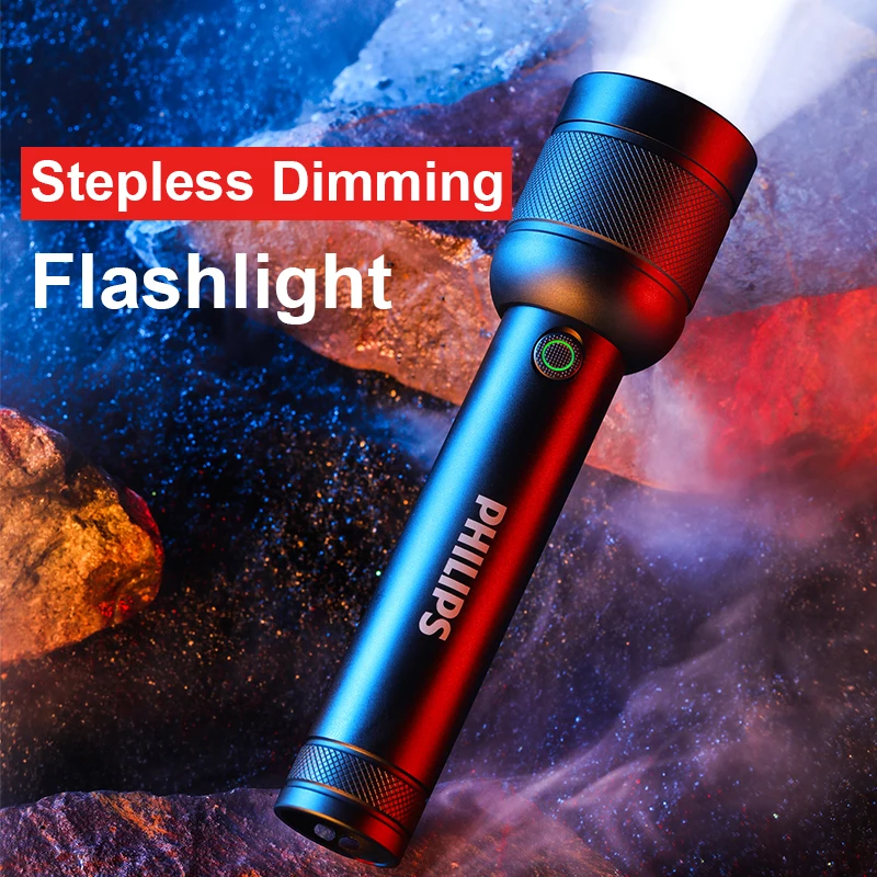 Philips Powerful Led Flashlight 2200mAh Portable Powerful Bright Flashlights Camping Lamp for Outdoor Hiking Self Defense