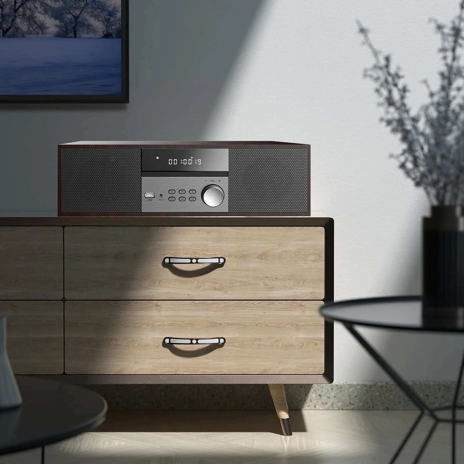 New New Arrival Vintage Style Modern Retro Micro Component Wireless BT System Portable CD/DVD/VCD Players With FM Function