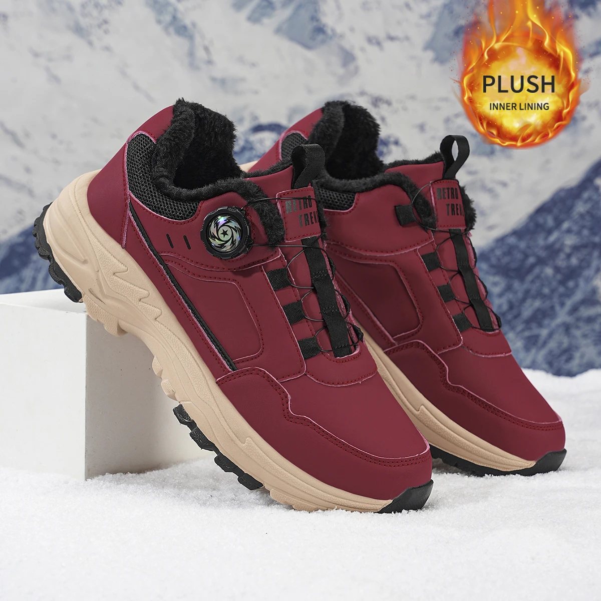 Herren-Sportschuhe in großen Größen mit Plüsch-Innenfutter, Outdoor-Wanderschuhe, bequeme, lässige, modische Trainingsschuhe für Paare – Detail 4