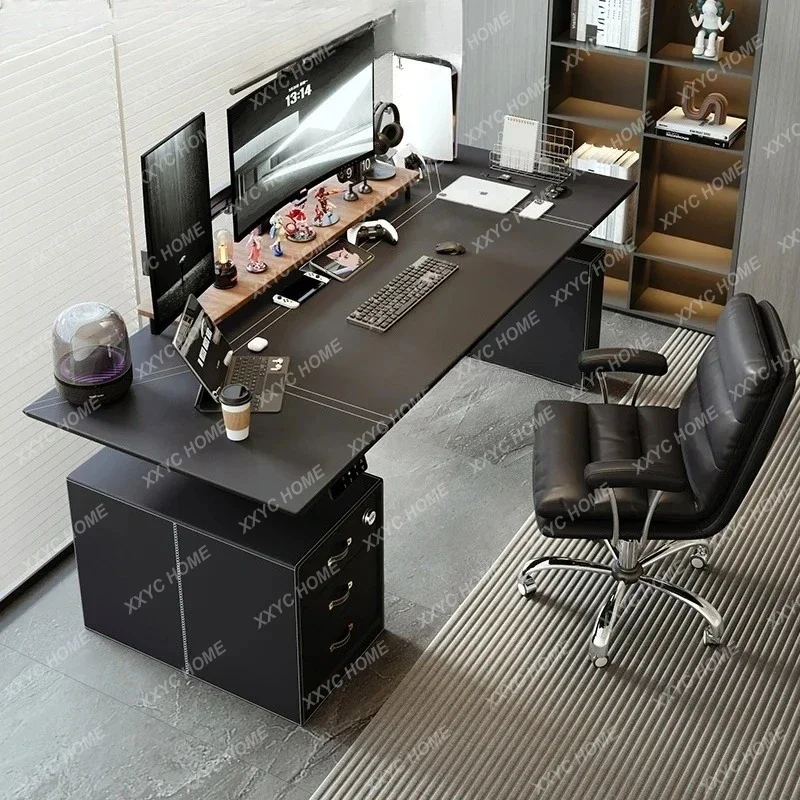

MElectric lifting table Intelligent learning table Living room Simple computer Desk Light luxury leather password box table