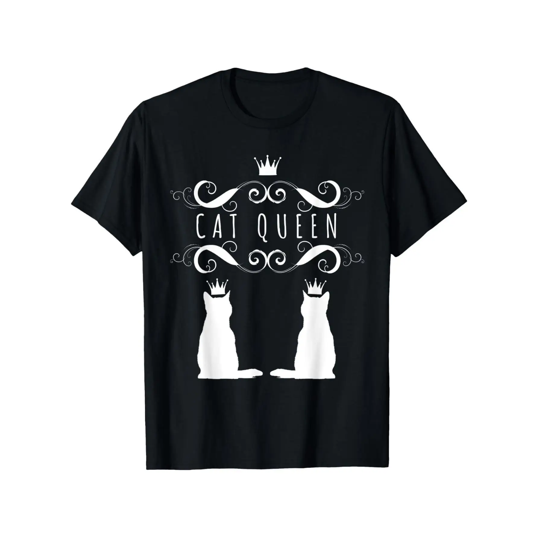 

Cat Queen T-Shirt Women's Funny Cat Lover Gift Crown Kitty Print Tee Pet Mom Graphic Top Royal Feline Appreciation