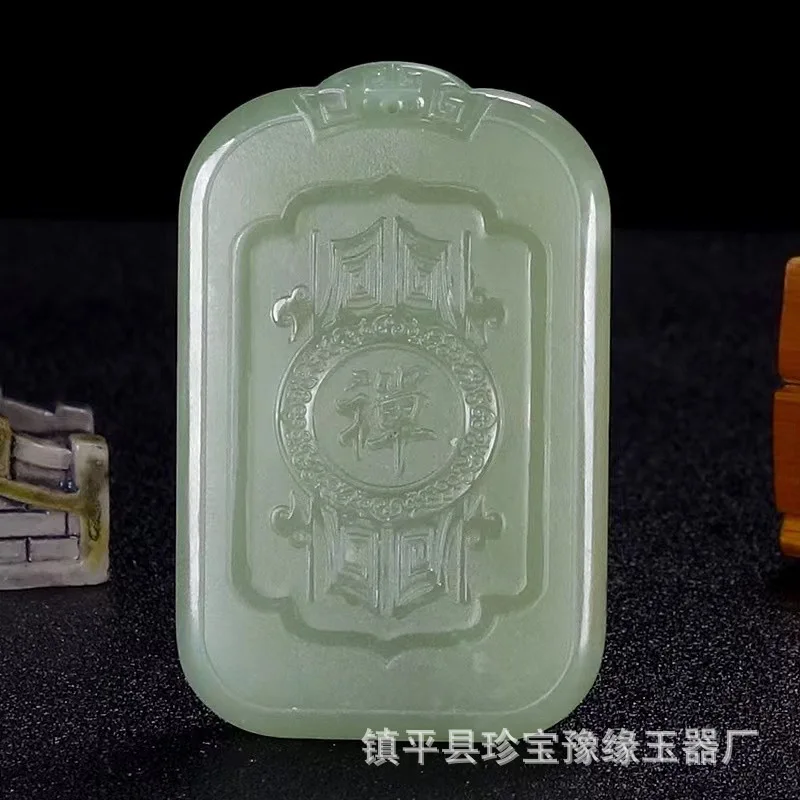 Qinghai Material Boy Pendant Hetian Lake Green Jade -Handed Guanyin Double-Sided