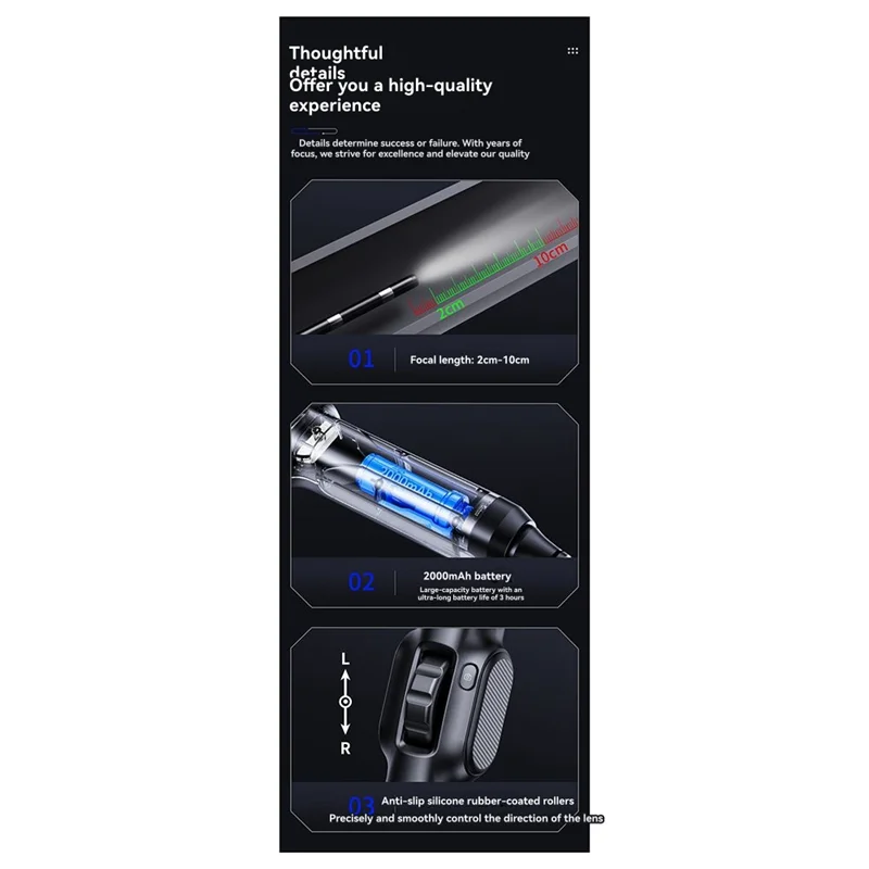 ABGI-2MP Industrial Borescope Camera Mini Type For Cars Inspection, 360 Degree Rotation With 8 LED Endoscope For Smartphone