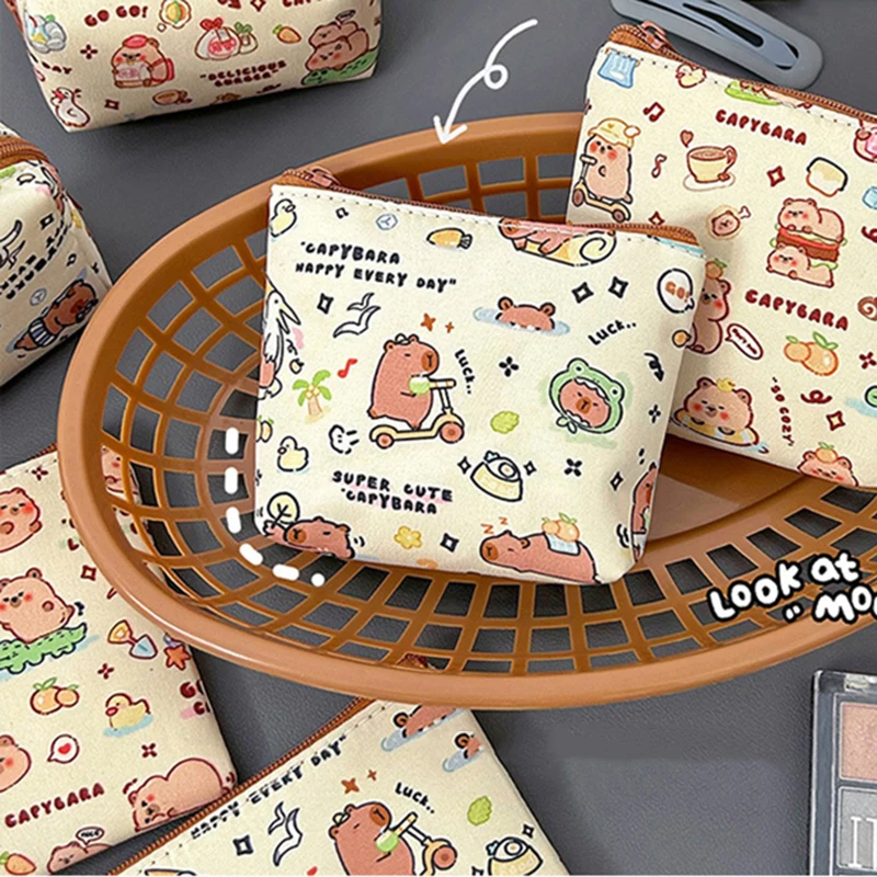 Cartoon Capybara Coin Purse Pouch Cute Wallet Portable Waterproof Mini Storage Bag Lipstick Key Earphone Organizer For Kids Gift