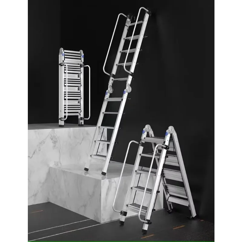 Custom Modern Aluminum Alloy Gazebo Stair Handrail Thickened Engineering Ladder Indoor Warehouse Outdoor Bathroom
