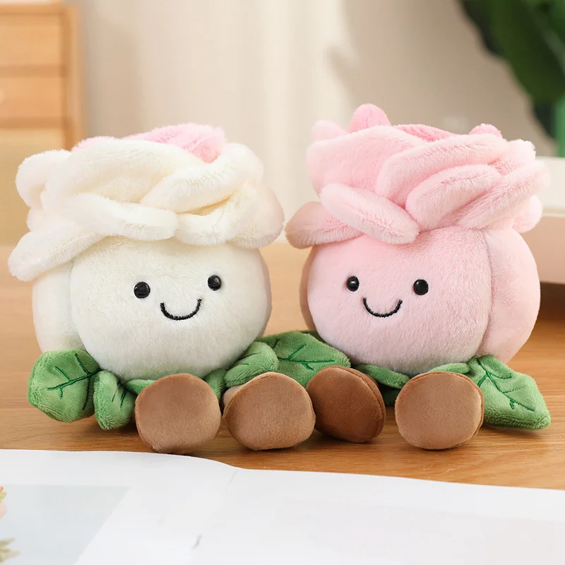Nueva serie de plantas, juguetes de peluche de flores rosas, muñecos suaves de dibujos animados rosas, azules y blancos, decoración del hogar, bonito regalo del Día de San Valentín para bebés para niñas